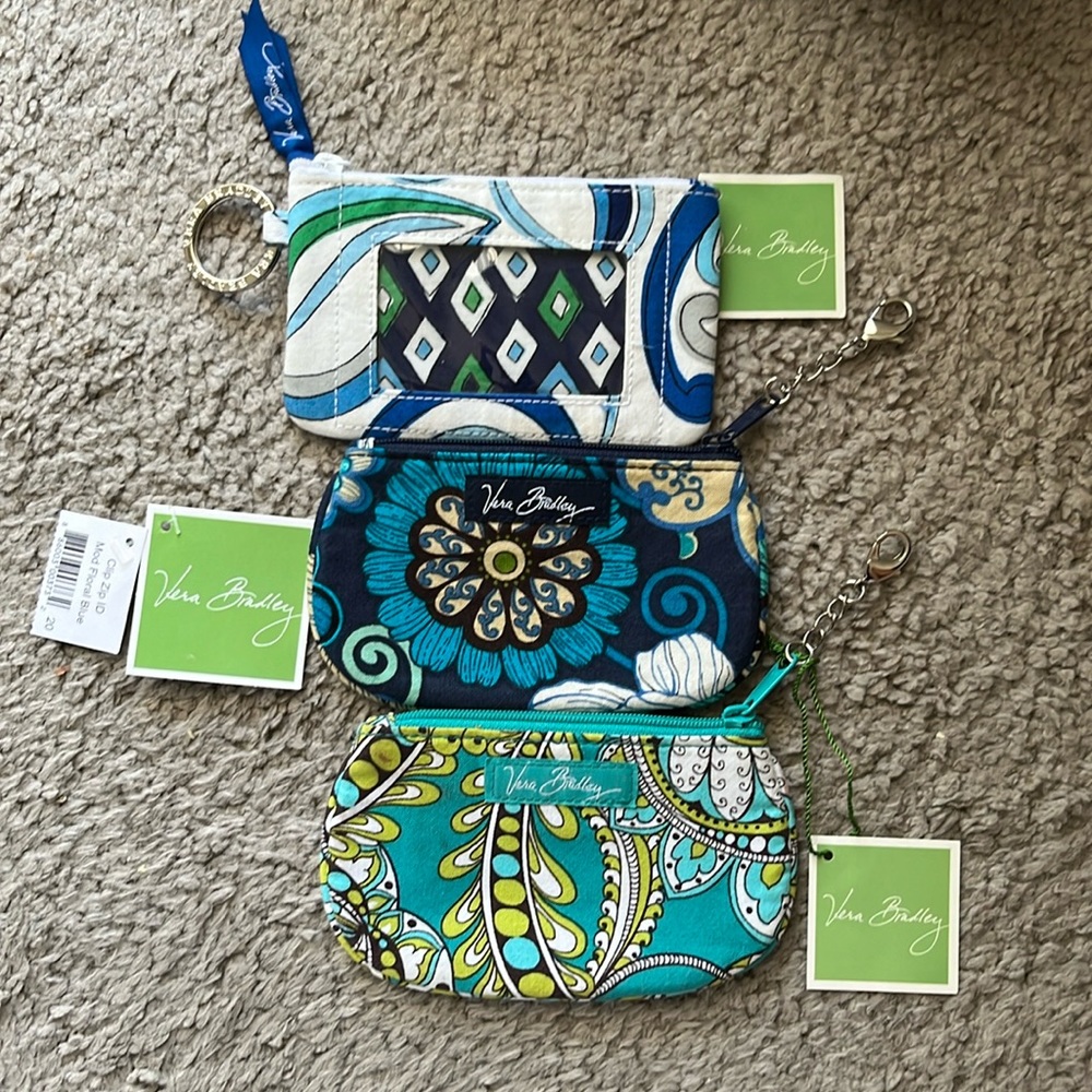 THREE NWT VERA BRADLEY ZIP ID POUCHES